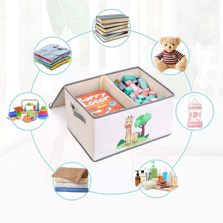 Set od 2 preklopne kutije za odlaganje sa poklopcem i ručkama - ŽIRAFE, za dečije igračke, knjige, odeću