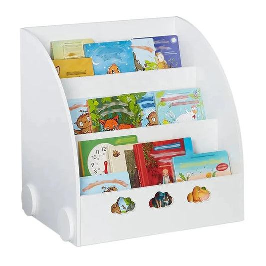 Dečija drvena polica za knjige, organizator za knjige i igračke, deo za skladištenje u oblaku - bela