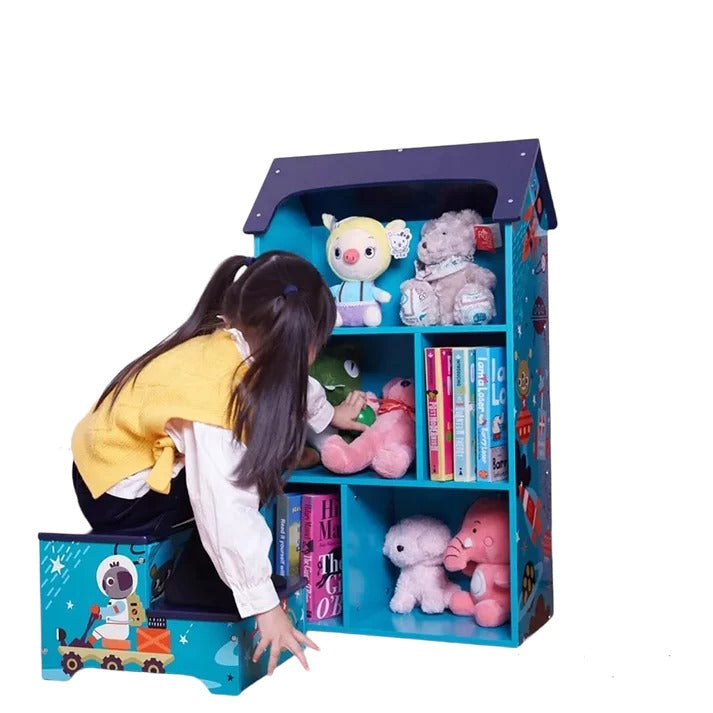 Dečija drvena polica za odlaganje igračaka i knjiga - UNIVERZUM