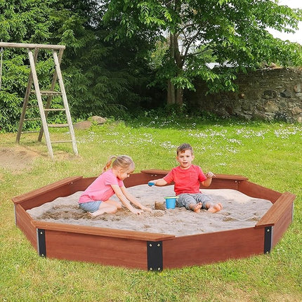 Veliki dječji peščanik KINDER HOME, drveni osmougaonik, vodootporna navlaka