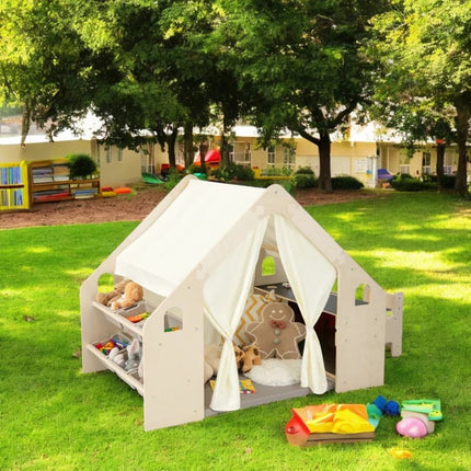 Dječji drveni letnjikovac 6 u 1 KINDER HOME – stolica, sto, stol, organizator, tenda i mekana podloga
