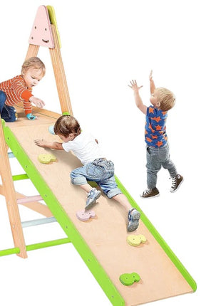 Dečiji drveni set KINDER HOME 4 u 1 – ljuljaška, tobogan, ram za penjanje i rampa za penjanje