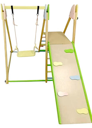 Dečiji drveni set KINDER HOME 4 u 1 – ljuljaška, tobogan, ram za penjanje i rampa za penjanje