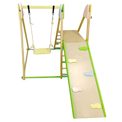 Dječji drveni set KINDER HOME 4 u 1 – ljuljaška, tobogan, rampa za penjanje i rampa za penjanje