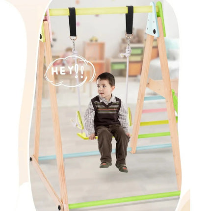 Dječji drveni set KINDER HOME 4 u 1 – ljuljaška, tobogan, rampa za penjanje i rampa za penjanje