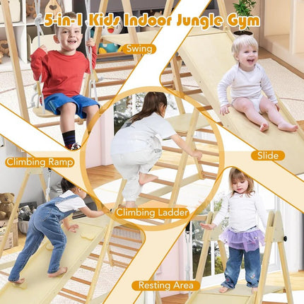 Dječji drveni set KINDER HOME 4 u 1 – ljuljaška, tobogan, rampa za penjanje i rampa za penjanje