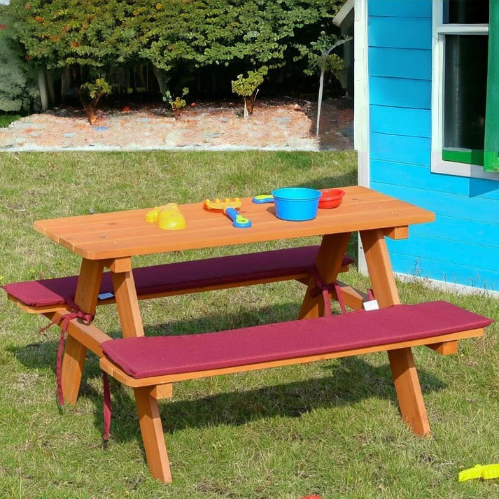 Garnitura za baštu KINDER HOME, Dečiji sto za piknik sa klupama i mekim jastucima
