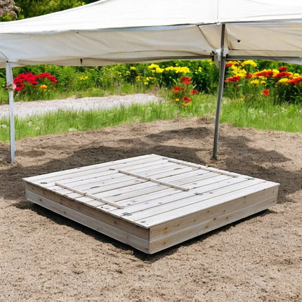 Veliki dječji pijesamsa klupama i preklopnim poklopcem KINDER HOME drveni