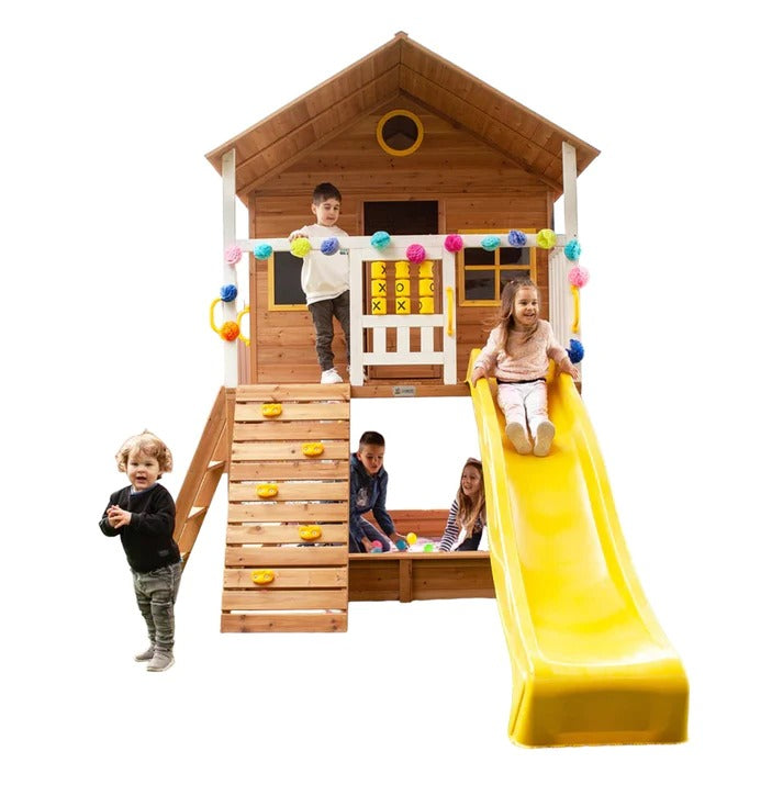 KINDER HOME Velika dečija kućica sa peščanikom i toboganom, za igru na otvorenom u dvorištu i bašti