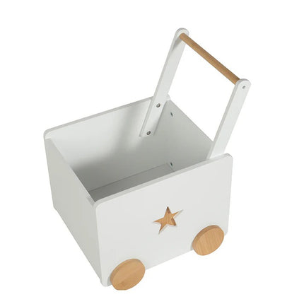 KINDER HOME Kutija za igračke na kotačićima, drvena, bijela