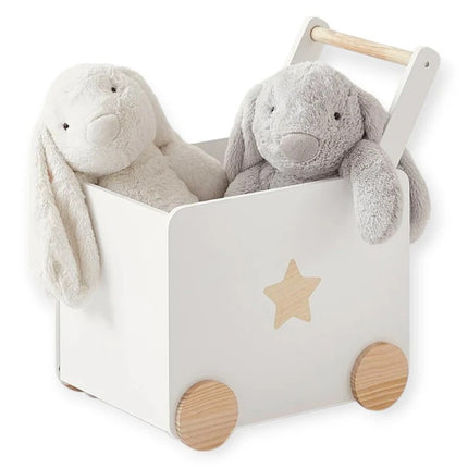 KINDER HOME Kutija za igračke na kotačićima, drvena, bijela