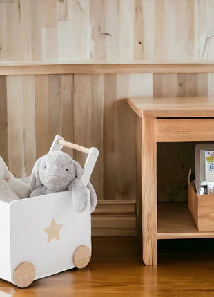 KINDER HOME Kutija za igračke sa točkićima, drvena, bela