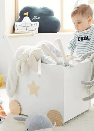 KINDER HOME Kutija za igračke sa točkićima, drvena, bela