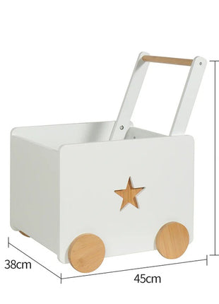 KINDER HOME Kutija za igračke sa točkićima, drvena, bela