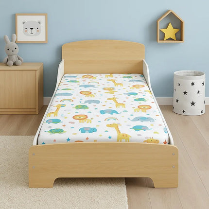 Dječji drveni krevet sa zaštitom i ramom za dušek 140x70 cm – KINDER HOME