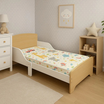 Dječji drveni krevet sa zaštitom i ramom za dušek 140x70 cm – KINDER HOME