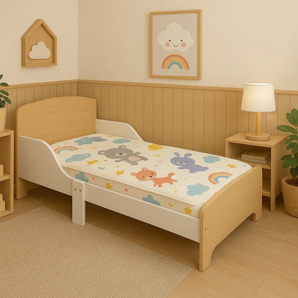 Dječji drveni krevet sa zaštitom i ramom za dušek 140x70 cm – KINDER HOME