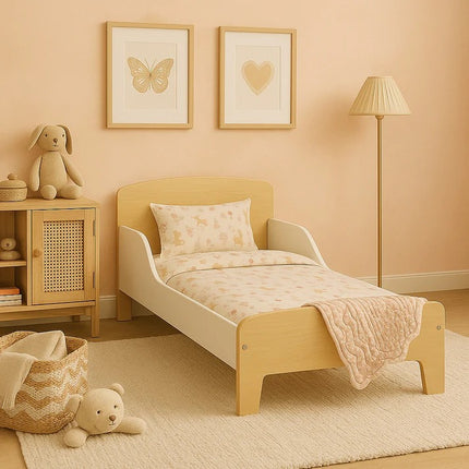 Dječji drveni krevet sa zaštitom i ramom za dušek 140x70 cm – KINDER HOME