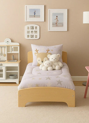 Dečiji drveni krevet sa zaštitom i ramom za dušek 140/70 cm – KINDER HOME