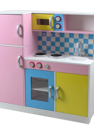KINDER HOME Dečija kuhinja, drvena igračka za igranje uloga sa šarenim dizajnom, dimenzije
