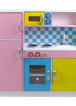 KINDER HOME Dečija kuhinja, drvena igračka za igranje uloga sa šarenim dizajnom, dimenzije
