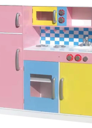 KINDER HOME Dečija kuhinja, drvena igračka za igranje uloga sa šarenim dizajnom, dimenzije
