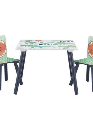 Dečiji sto sa stolicama KINDER HOME za crtanje, igranje, jelo, drveni, DINOSAURS