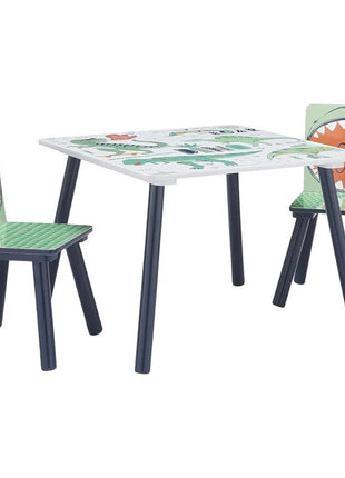 Dečiji sto sa stolicama KINDER HOME za crtanje, igranje, jelo, drveni, DINOSAURS