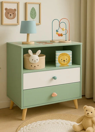 Dečiji ormar za igračke i odeću KINDER HOME, Polica sa za dečiju sobu sa 2 fioke, Medved, ŠUMA