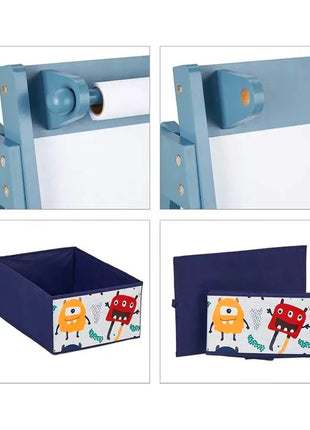 Dečija drvena tabla sa magnetima na postolju, za učenje, crtanje i skladištenje - DUH