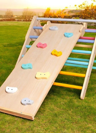 Pikler trougao KINDER HOME 2 u 1 Drvena penjalica i tobogan